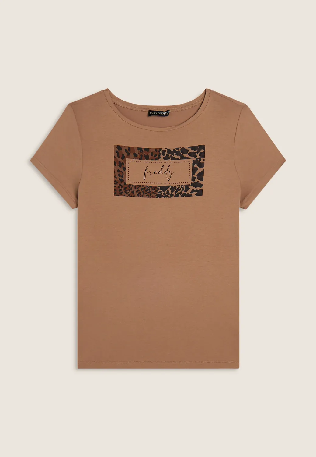 Freddy T-Shirt Animal-Print Strass schwarz Damen