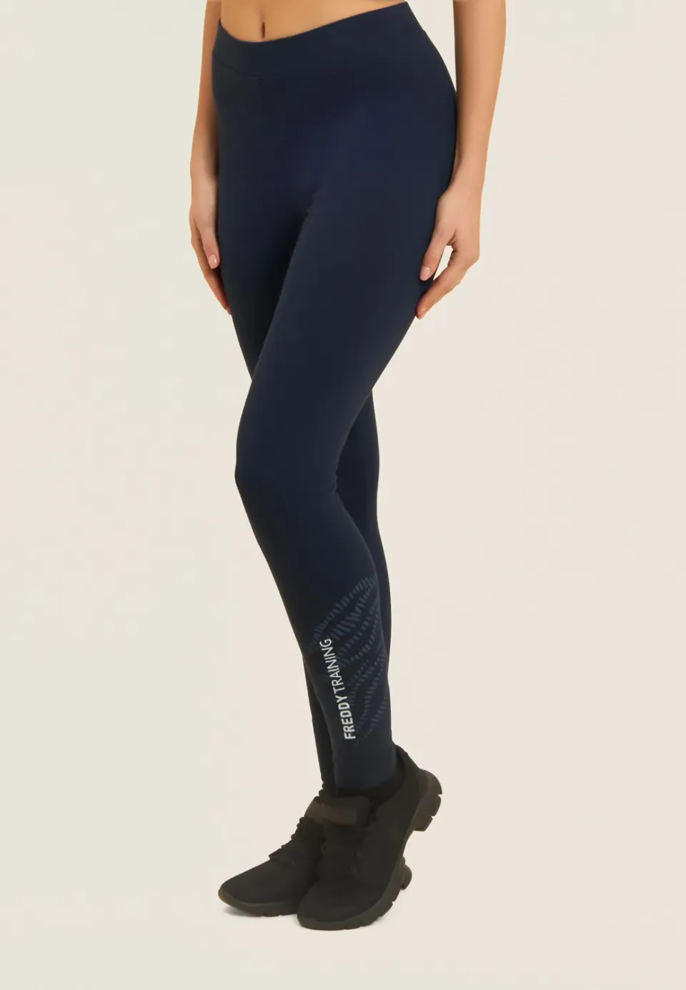 Freddy 7/8 Leggings Baumwolle Schwarz Glitzer-Logo