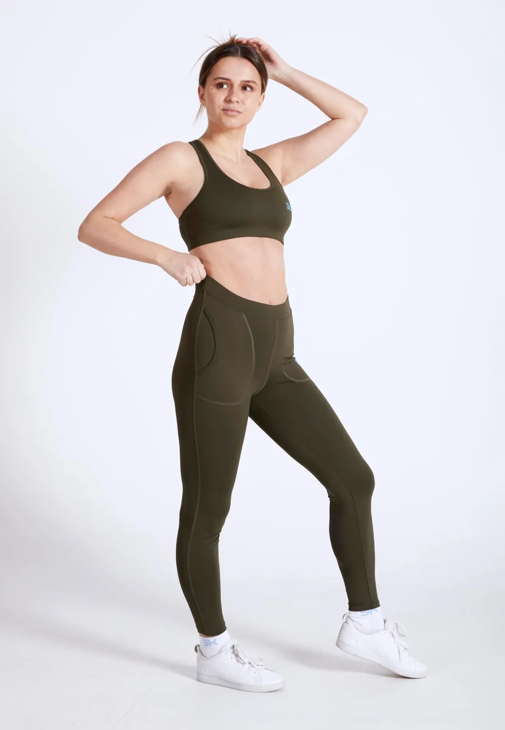 SPORTKIND 7/8 Sport Leggings Khaki 128 blickdicht