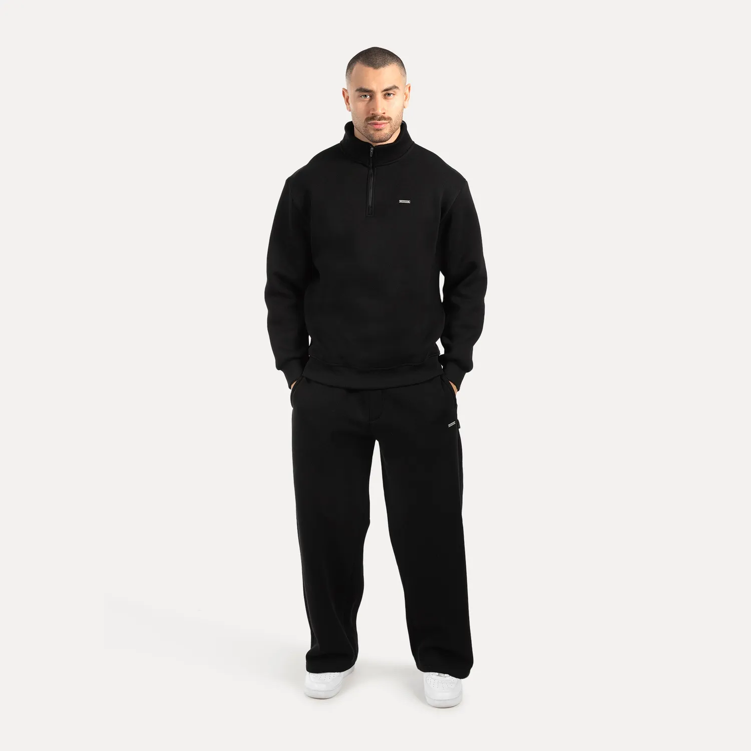 Smilodox Lunara Jago Half-Zip Sweatshirt Schwarz Baumwolle