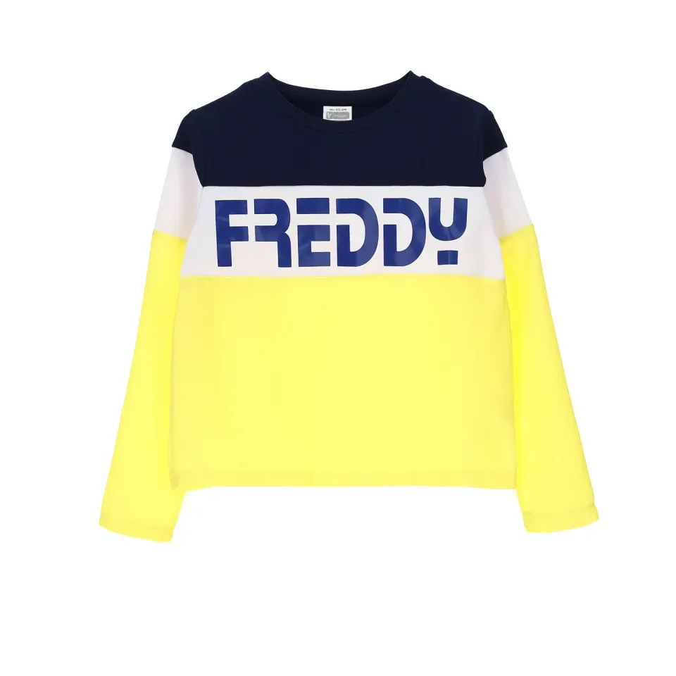 Freddy Mädchen Langarmshirt Yellow Color-Block Baumwolle