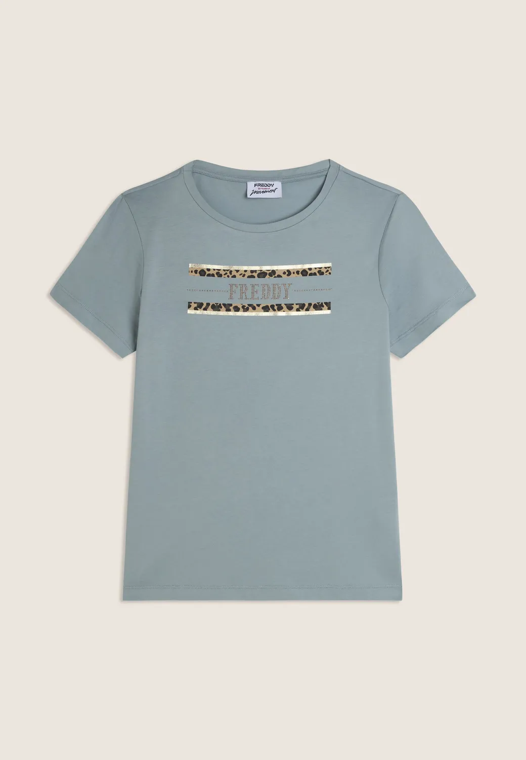 Freddy Animalier T-Shirt Schwarz Nieten Baumwolle Modal