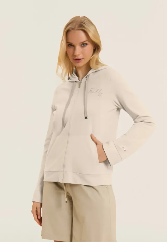 Freddy Zip Hoodie Damen Schwarz M Crinkle Kapuze Nieten