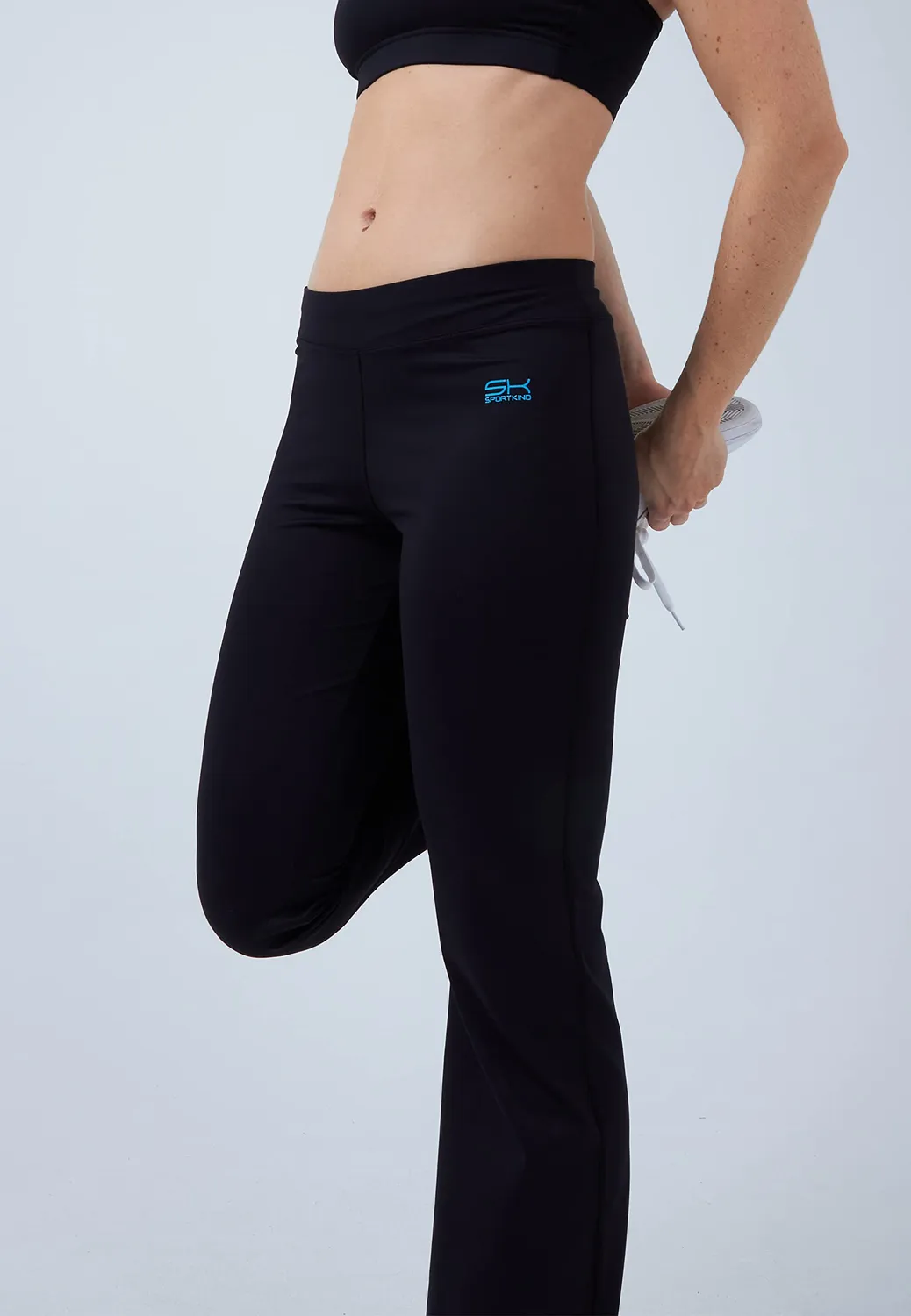SPORTKIND 34 Inch Flare Yogahose Jazzpants schwarz