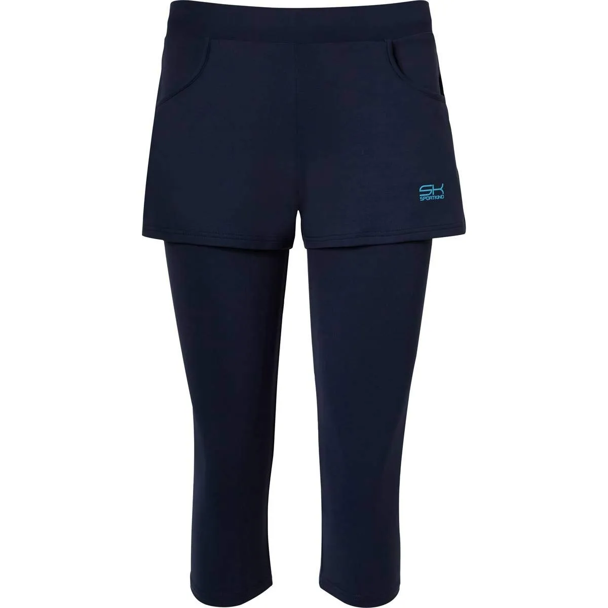 Sportkind 2-in-1 Shorts mit Capri-Leggings Kobaltblau blickdicht
