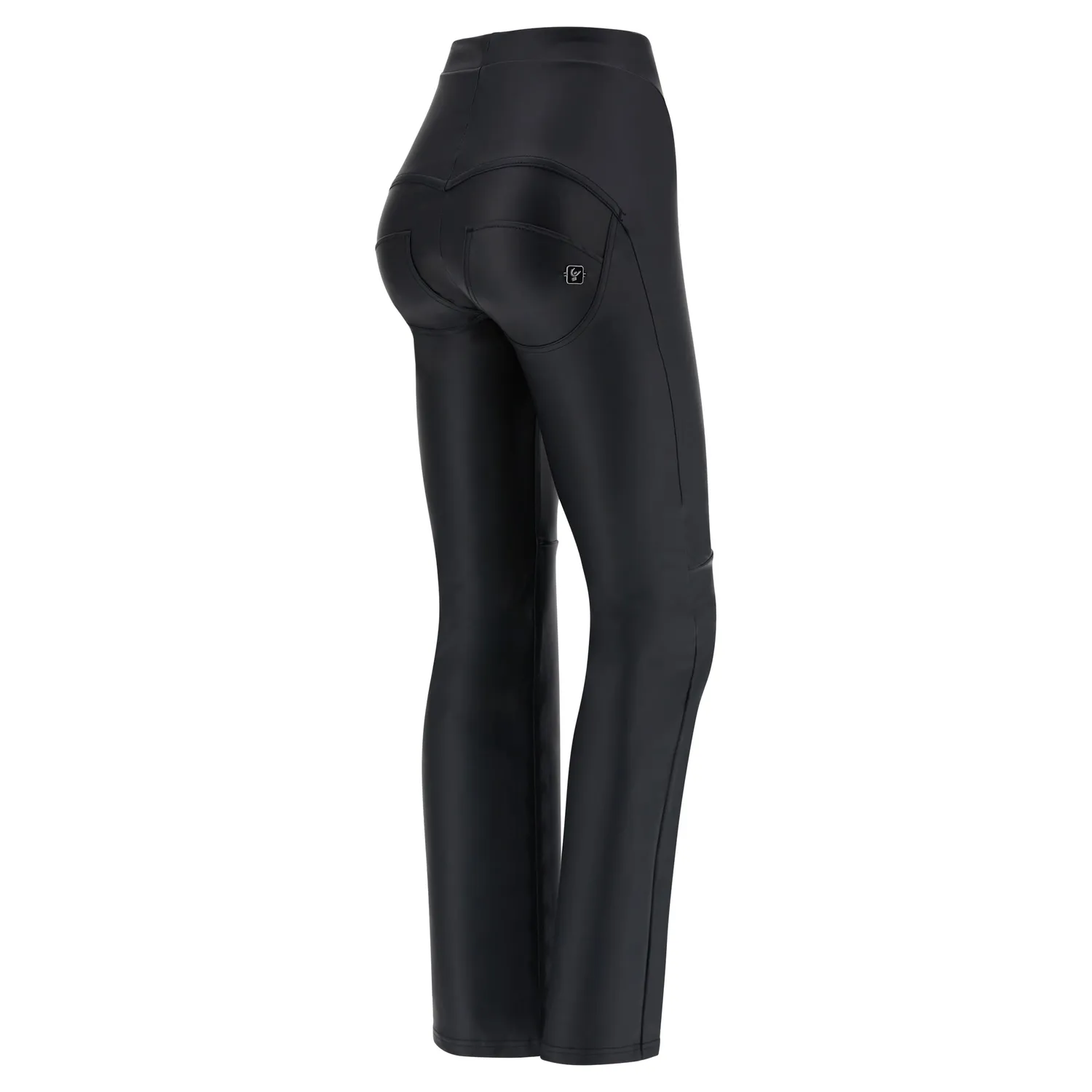 Freddy WR.UP Kunstlederhose Flare Schwarz High Waist