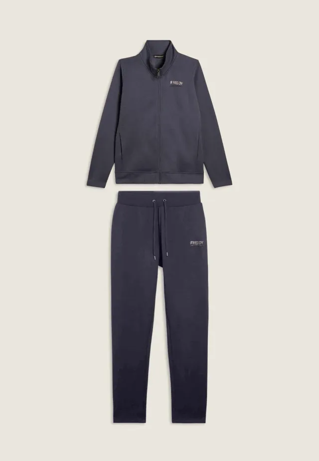Freddy Trainingsanzug Regular Stehkragen Strass Nero
