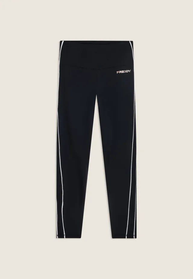 Freddy 7/8 Leggings hoher Bund Schwarz Kontrast