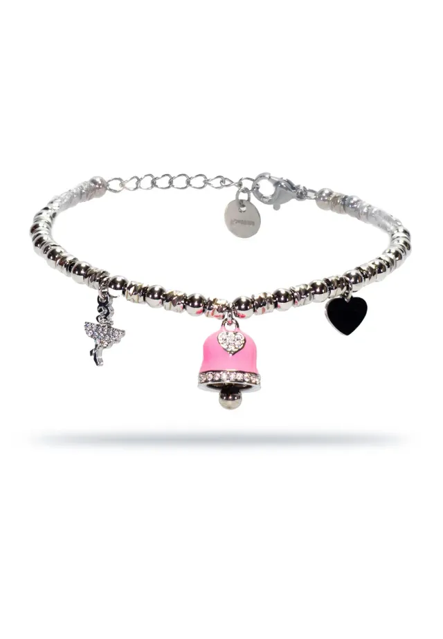 Freddy Charm Armband Silver-Red Kugel hypoallergen
