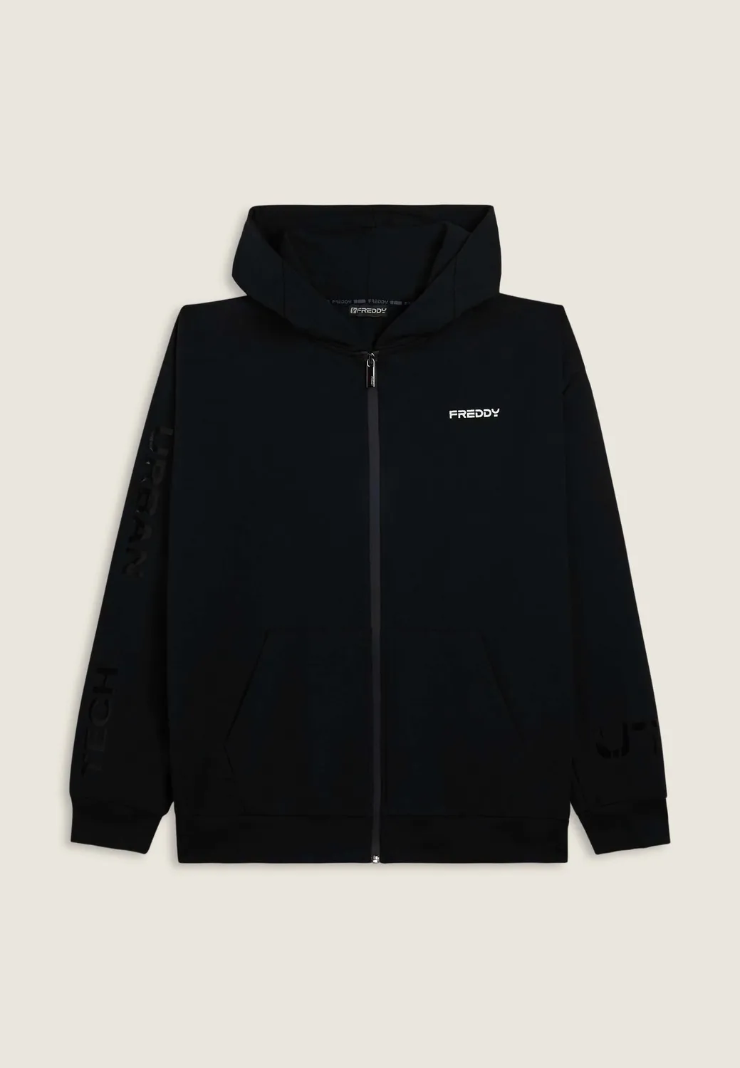 Freddy Hoodie Herren Full-Zip Kapuze Jersey schwarz