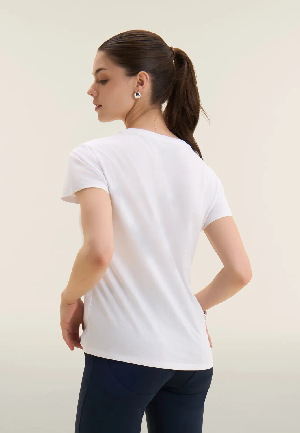 Freddy T-Shirt Blumenprint Supima Weiß-Blau Damen