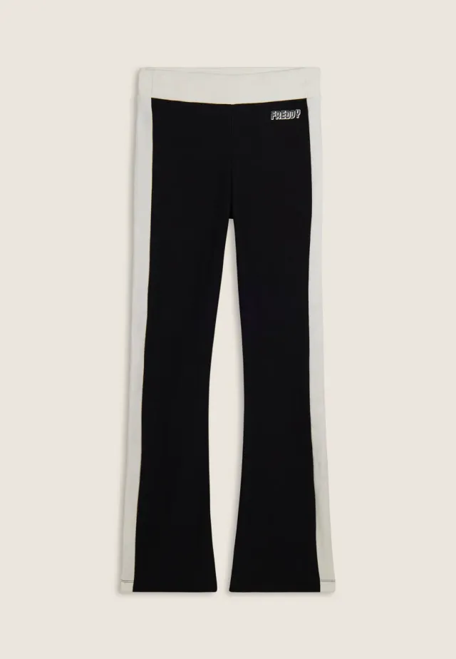 Freddy Slim Flare Sweathose Schwarz gestreift