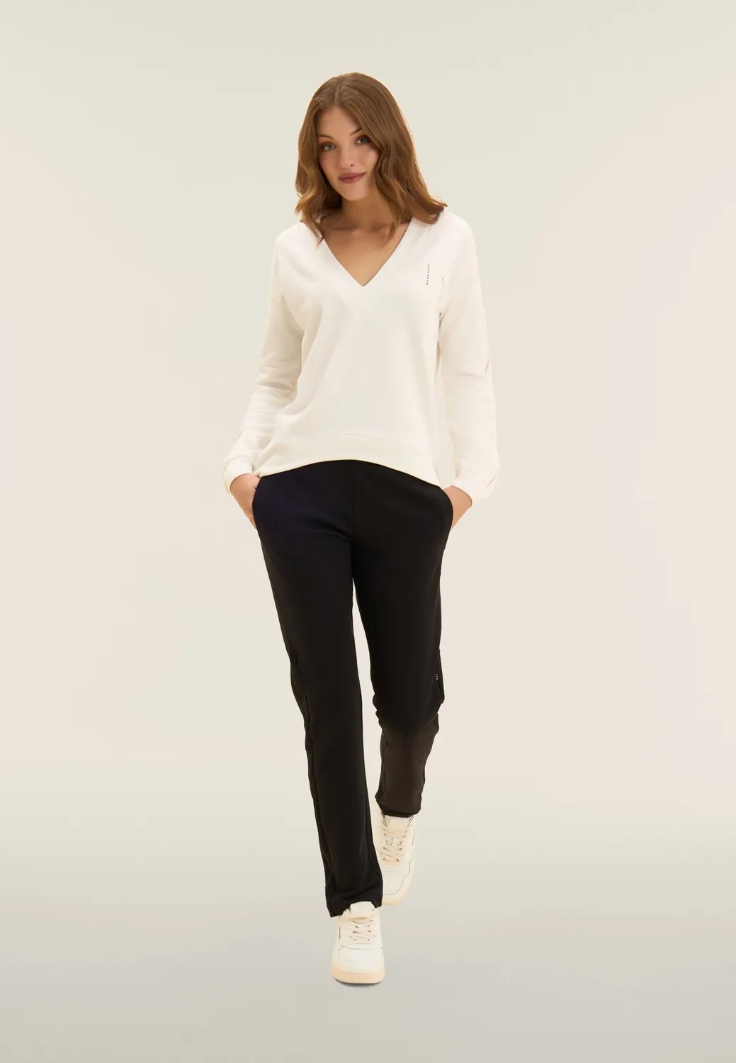 Freddy V-Ausschnitt Sweatshirt Damen Zen Blue French Terry