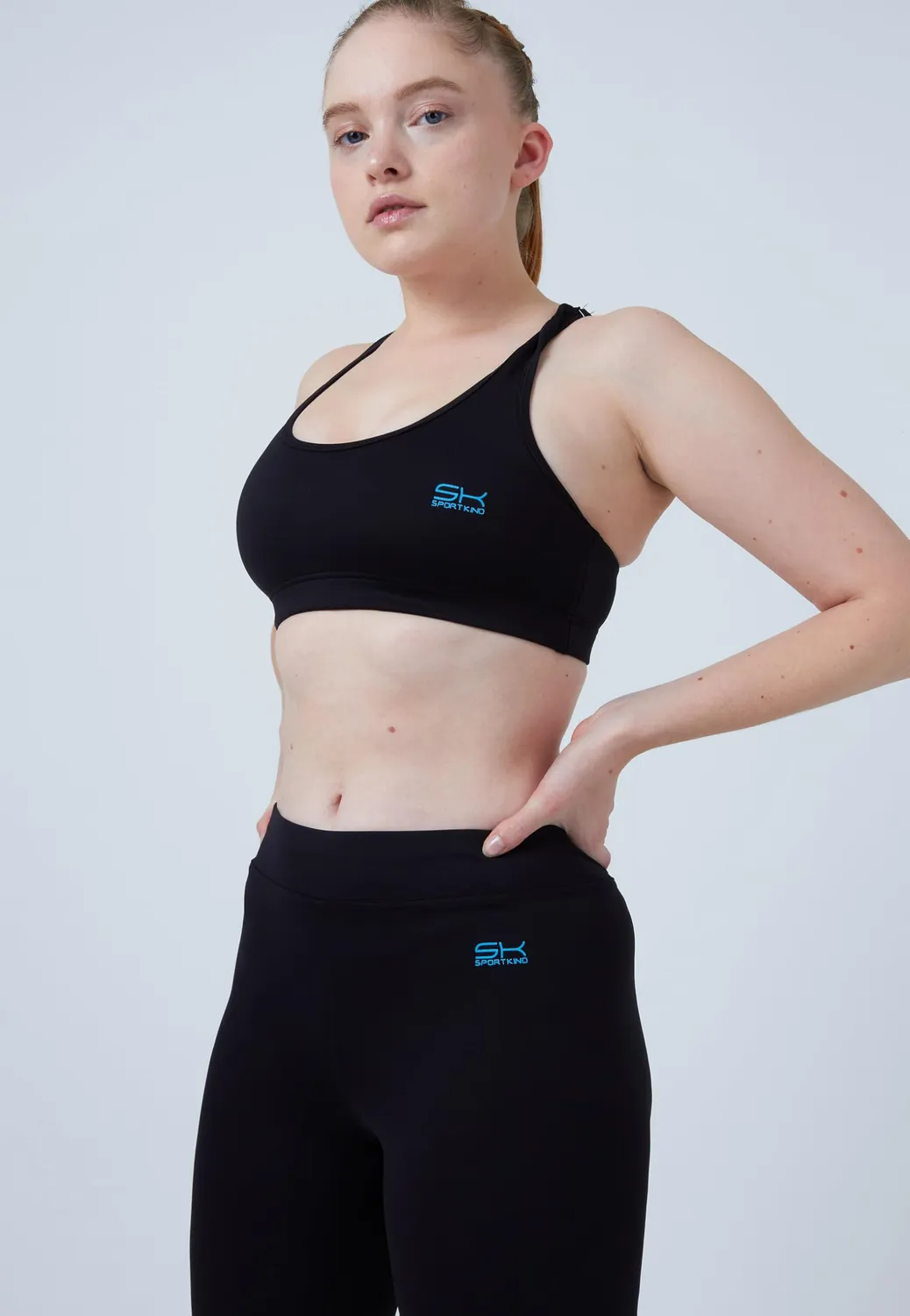 SPORTKIND 3/4 Capri Leggings Mid Waist schwarz blickdicht