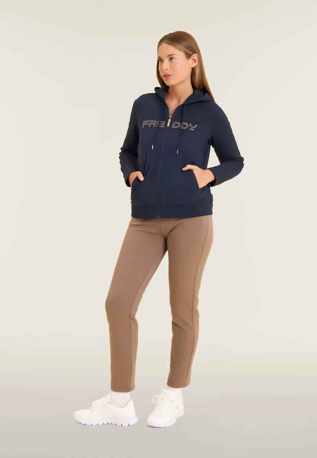 Freddy Zip Hoodie Damen Kapuze Logoband Dark Sapphire