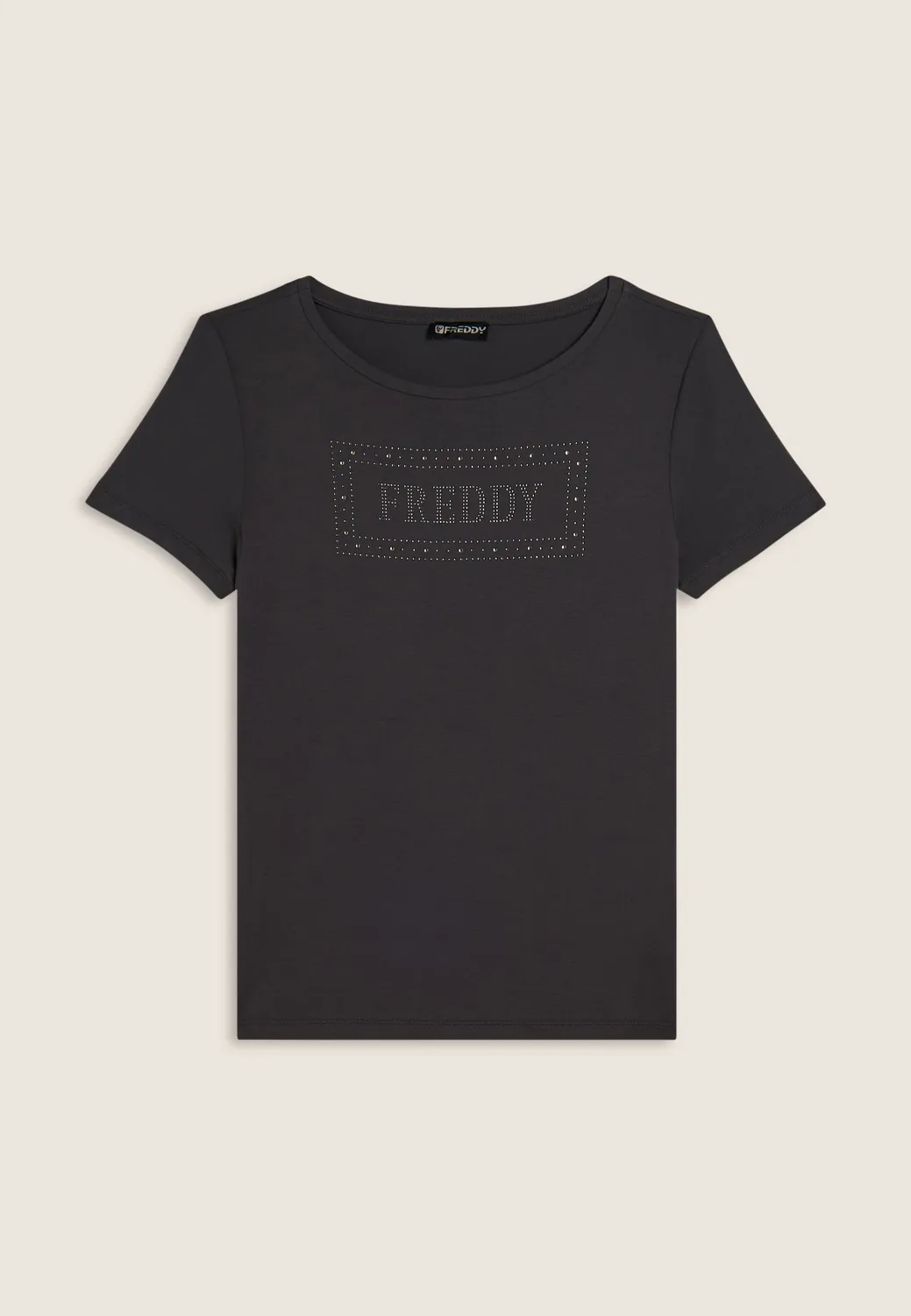 Freddy Strass Logo T-Shirt Schwarz Damen Viskose
