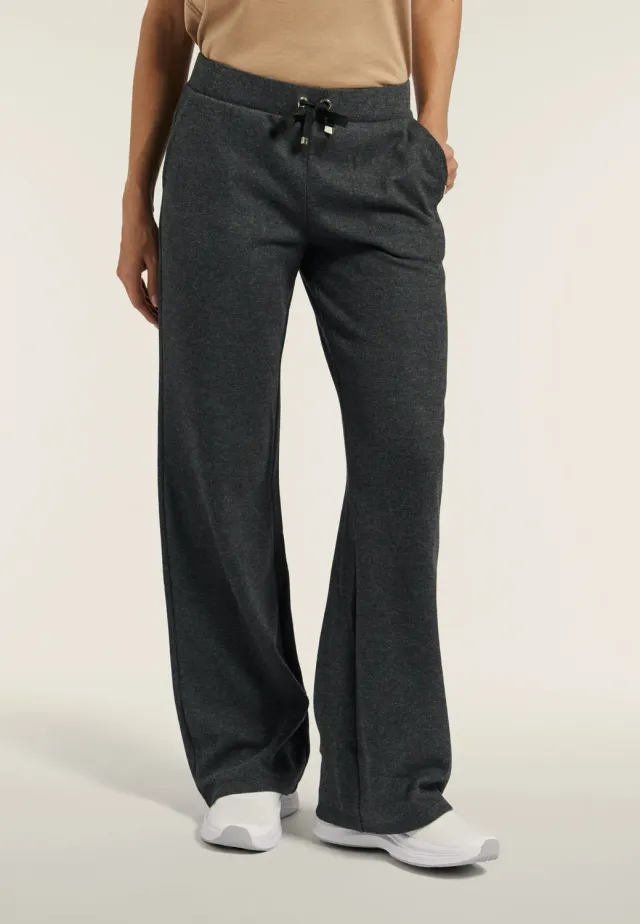 Freddy Wide Leg Jogginghose Damen Schwarz meliert