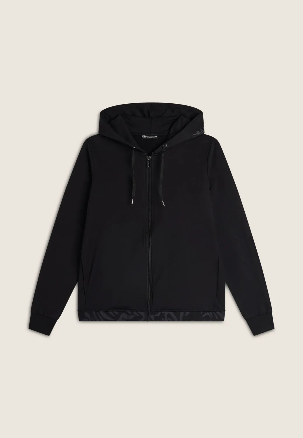 Freddy Allover Leaves Zip Hoodie Kapuzenpulli Schwarz