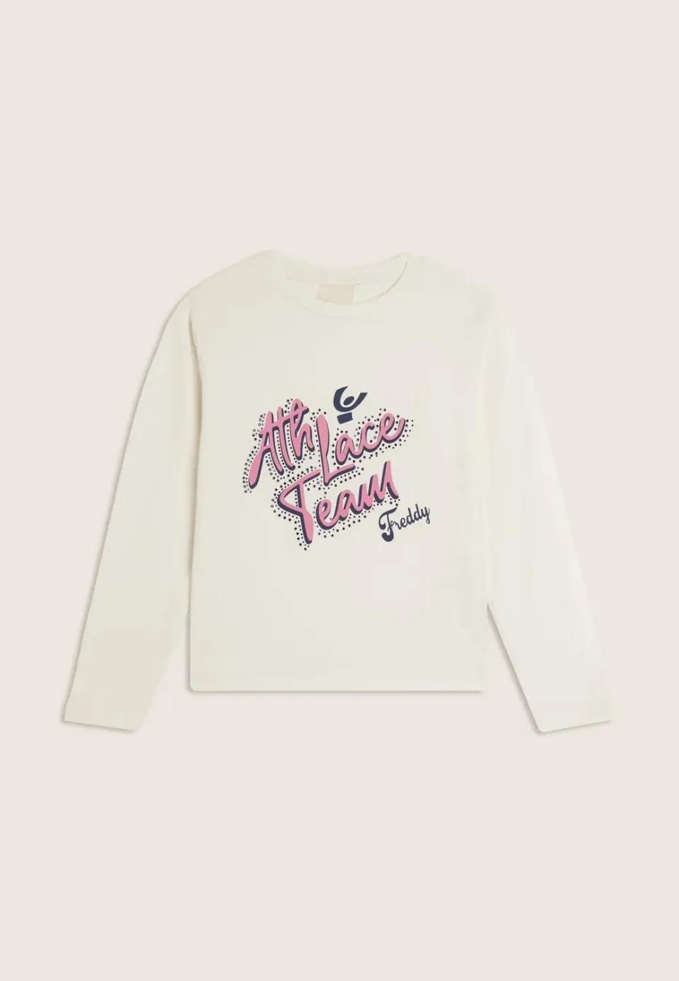 Freddy Junior Langarmshirt Mädchen Weiß Strass Baumwolle