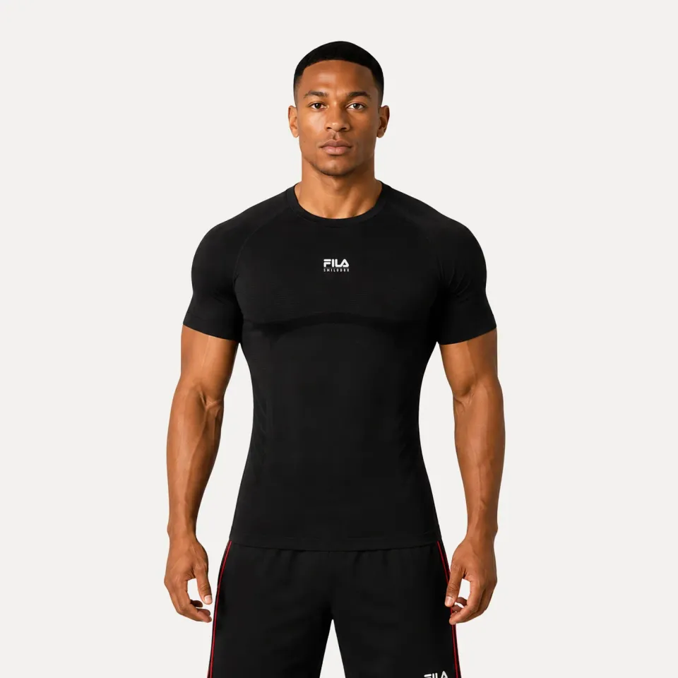 Smilodox x Fila Varallo Kompression T-Shirt Herren Schwarz