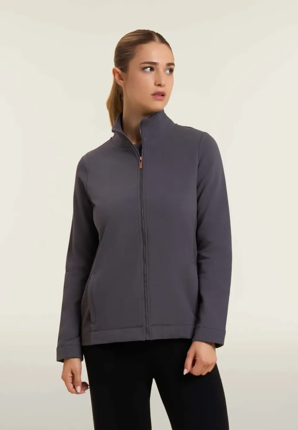Freddy Full-Zip Micro-Zopf Sweatjacke Damen Schwarz