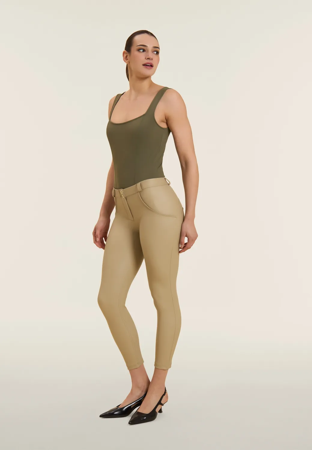 Freddy WR.UP 7/8 Kunstleder-Leggings Schwarz Superskinny