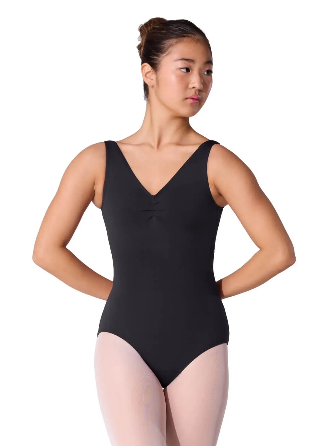 Capezio Essentials ES1006W Body Schwarz V-Ausschnitt