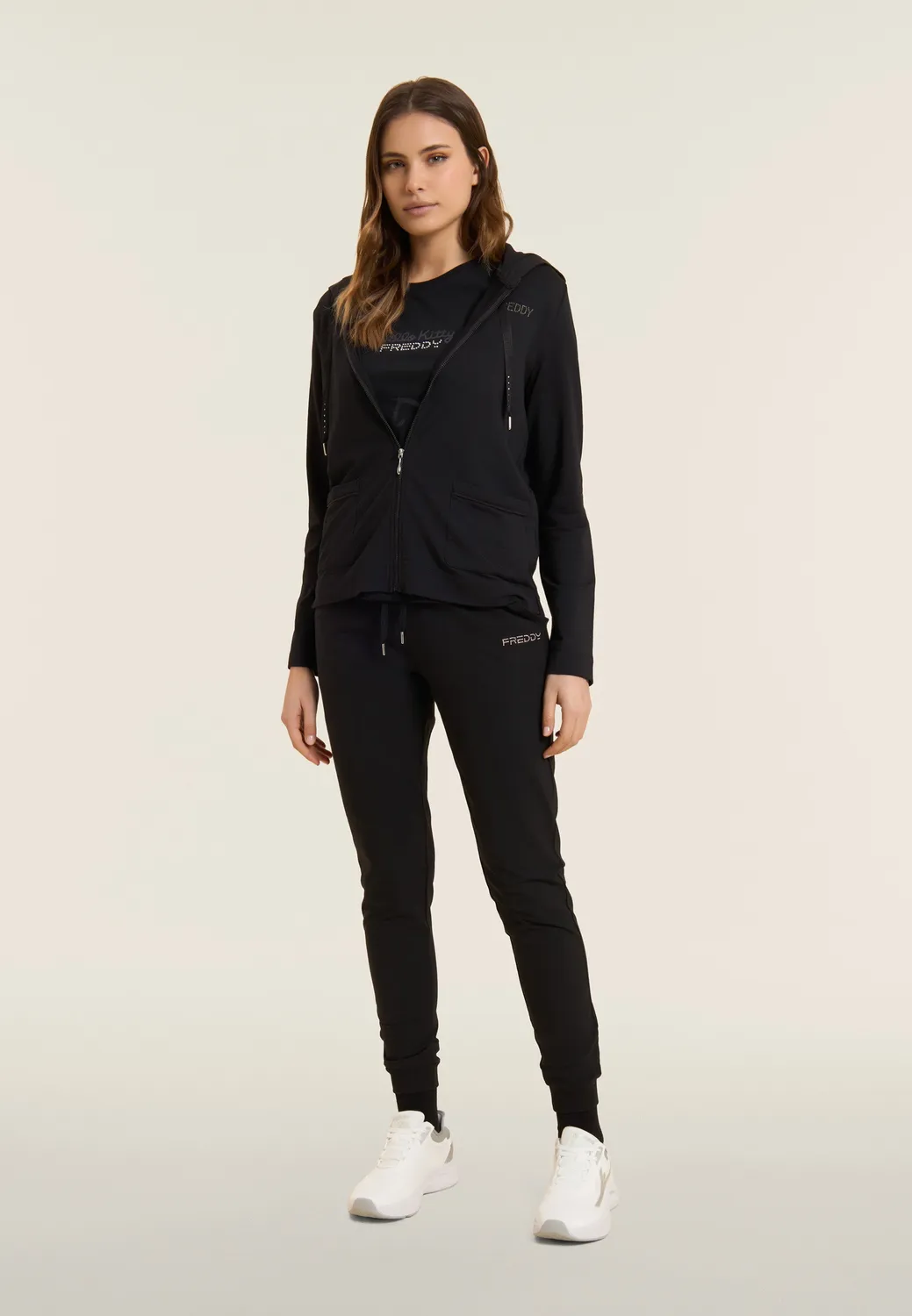 Freddy Kapuzenjacke Zip Strass Damen French Terry