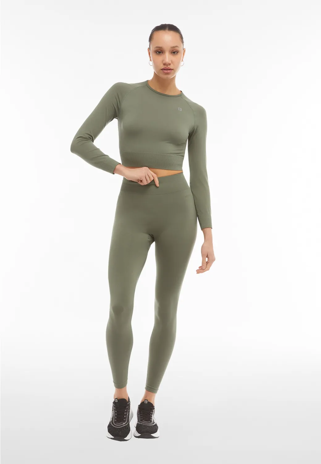 Freddy Seamless Crop-Top Schwarz Langarm recycelt