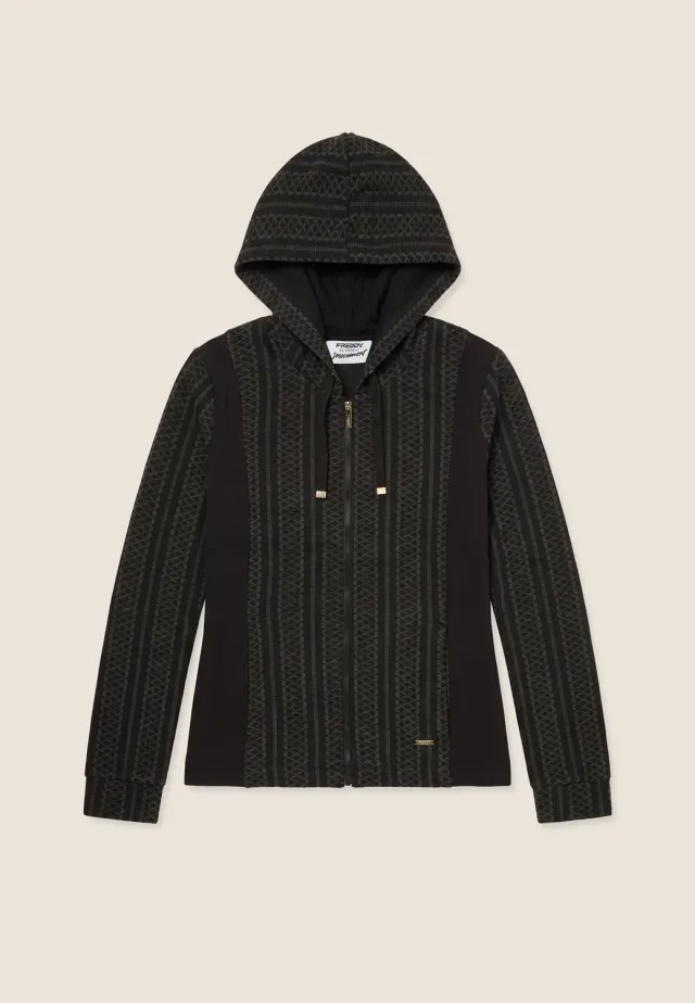 Freddy Geometrica Full-Zip Hoodie Nero wattiert