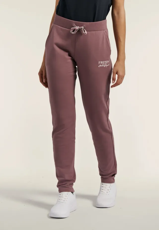 Freddy Regular Fit Sporthose Damen Schwarz Baumwoll-Fleece