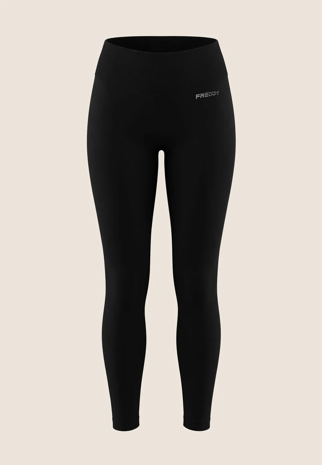 Freddy No Slide 7/8 Sportleggings Schwarz-Silber extremer Bund