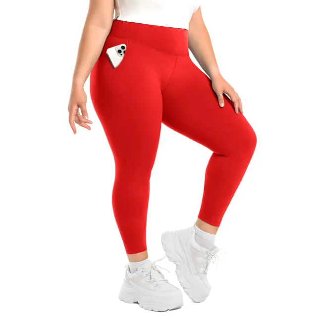 SINOPHANT High Waist Leggings Damen schwarz mit Taschen blickdicht