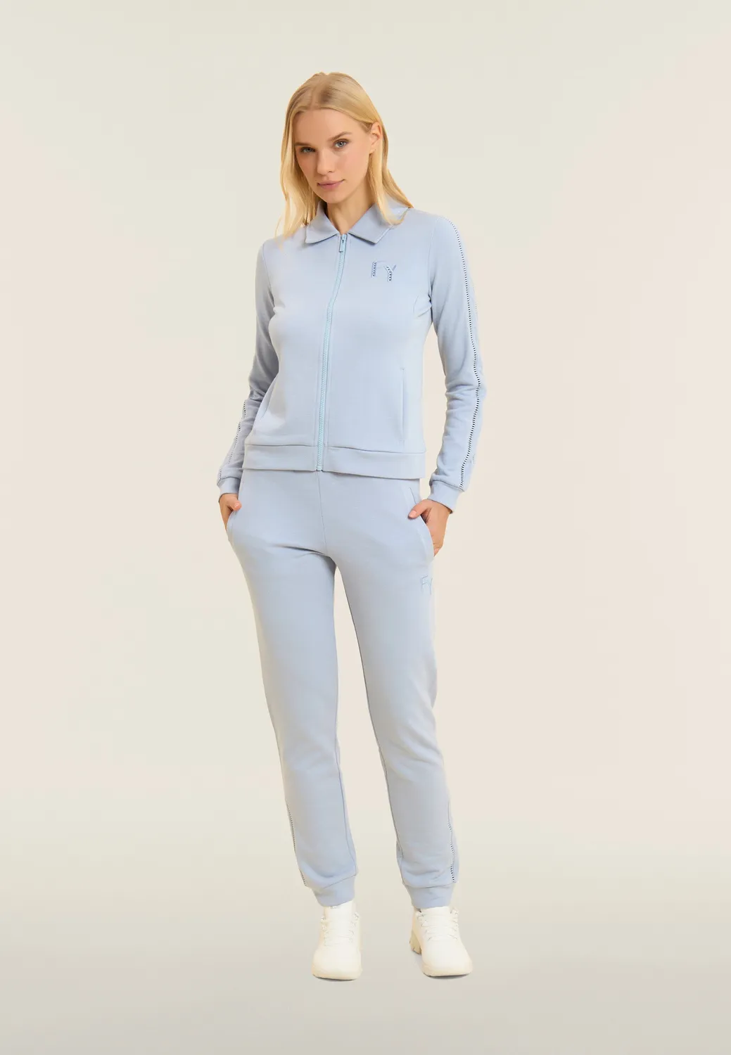 Freddy Full-Zip Sweatjacke Hemdkragen Zen Blue French Terry