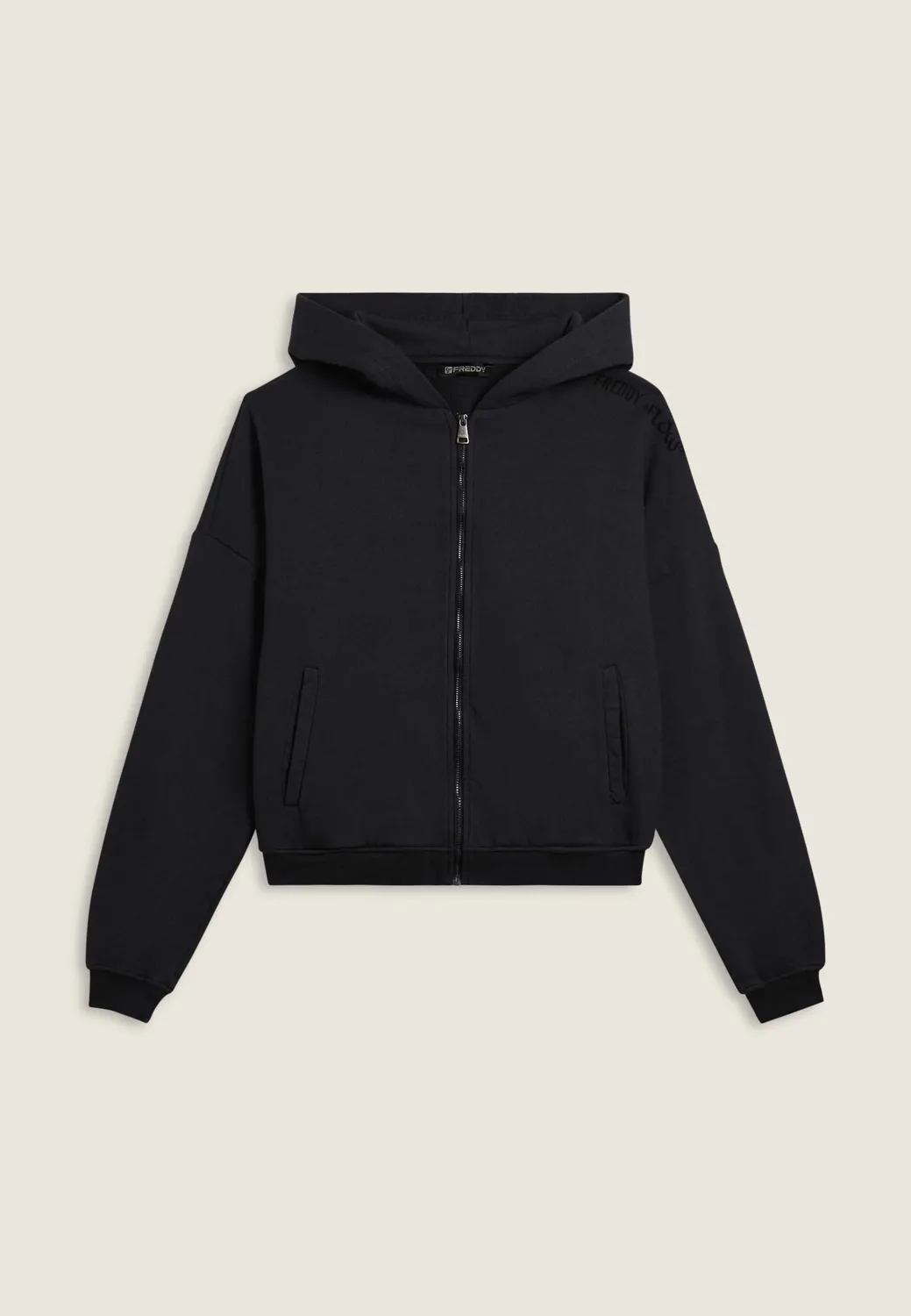 Freddy Flow Oversize Cropped Sweatjacke Grau Zip