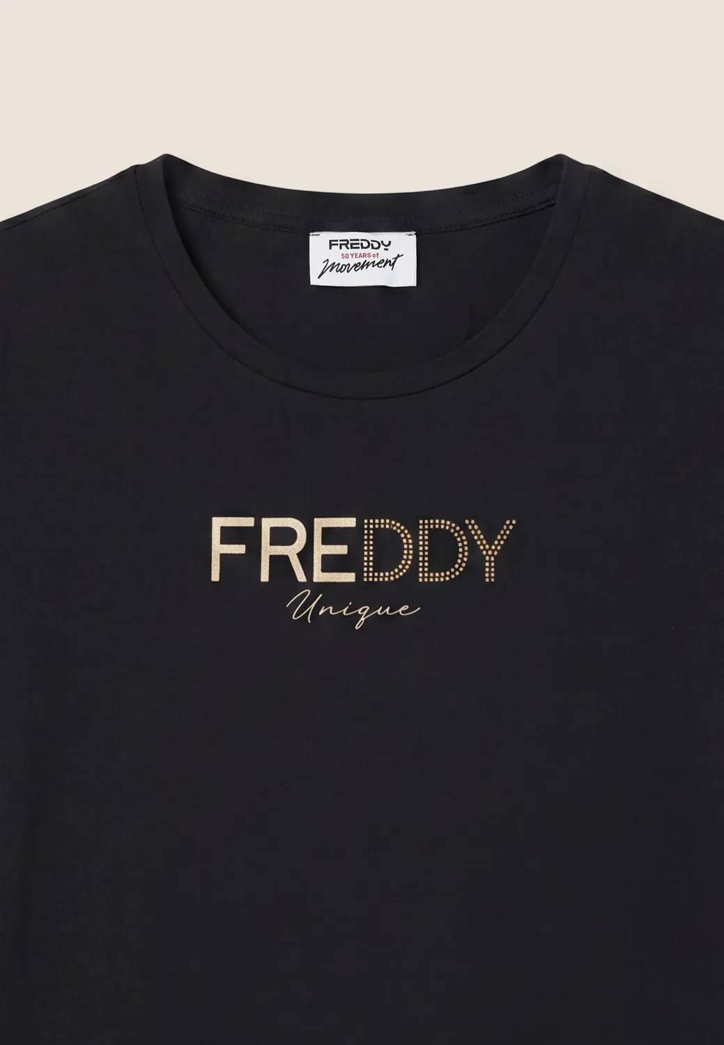 Freddy Regular T-Shirt Damen Schwarz Goldlogo