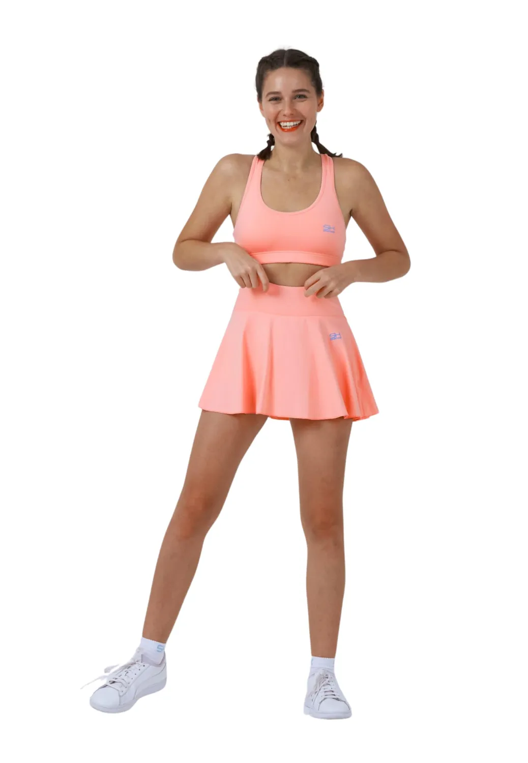 SPORTKIND Tennisskort Ballgürtel Damen Weiß Innenhose