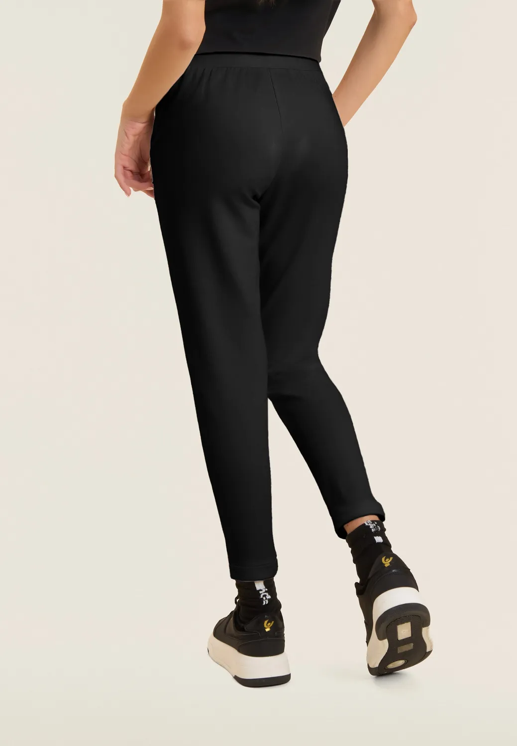 Freddy Cropped Sporthose Schwarz Strass French Terry