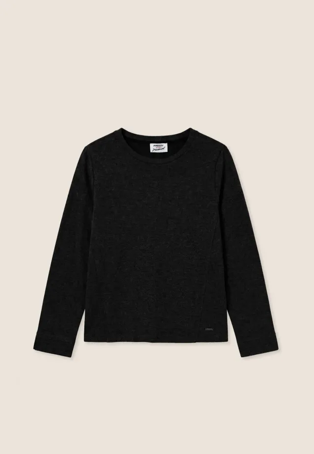 Freddy Rundhals Sweatshirt Tricot-Effekt Burro Brown Melange M