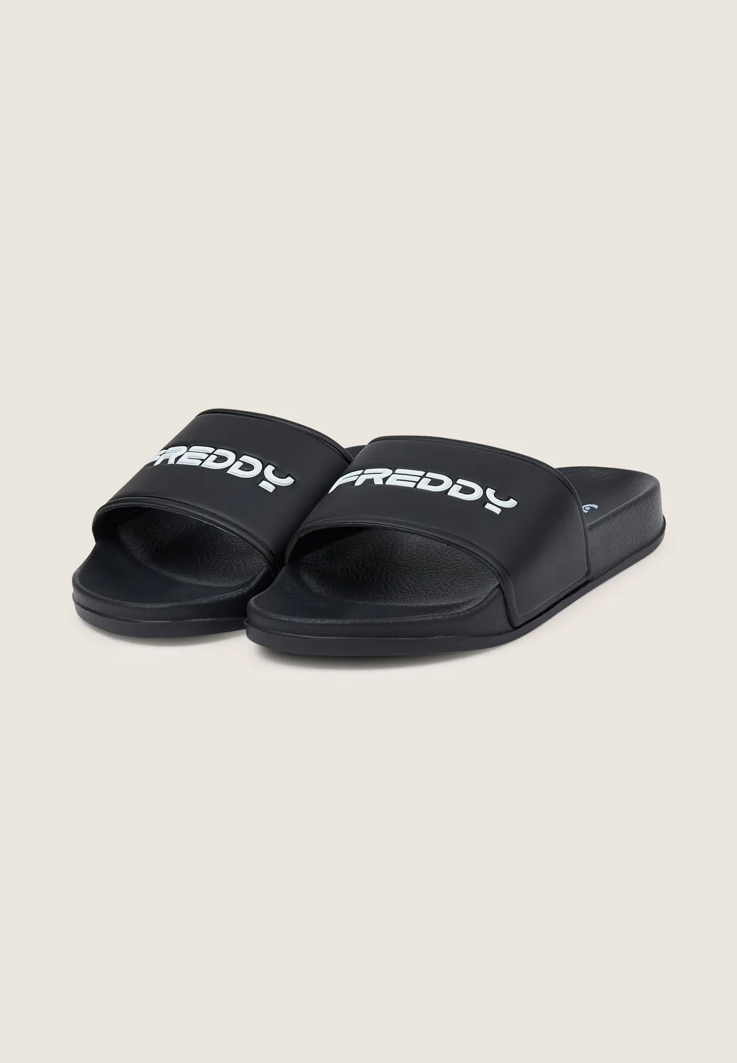 Freddy Slider Schlappen Herren blau Kontrast-Logo Fußbett