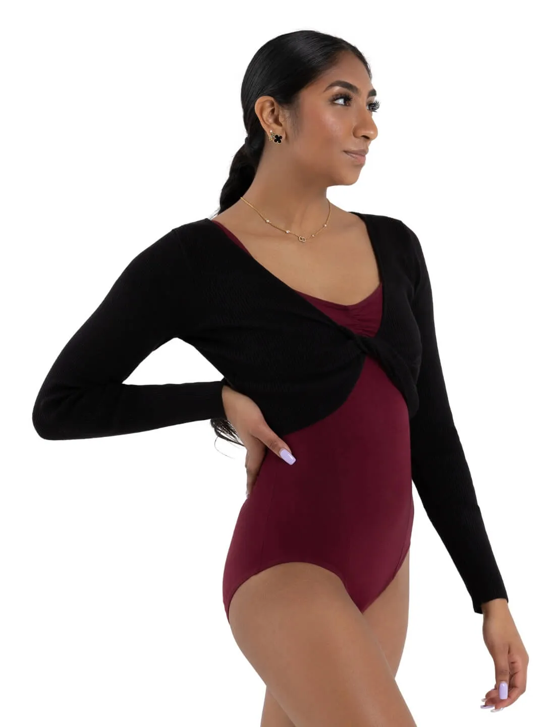 Capezio Classics Shrug Knotenpullover Schwarz langarm