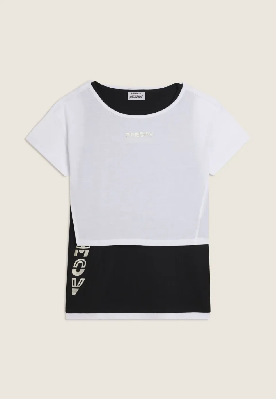 Freddy Set Cropped Shirt Top schwarz-weiß Perlprint