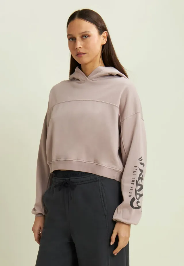 Freddy Cropped Hoodie Street-Art Grau Kapuze Damen
