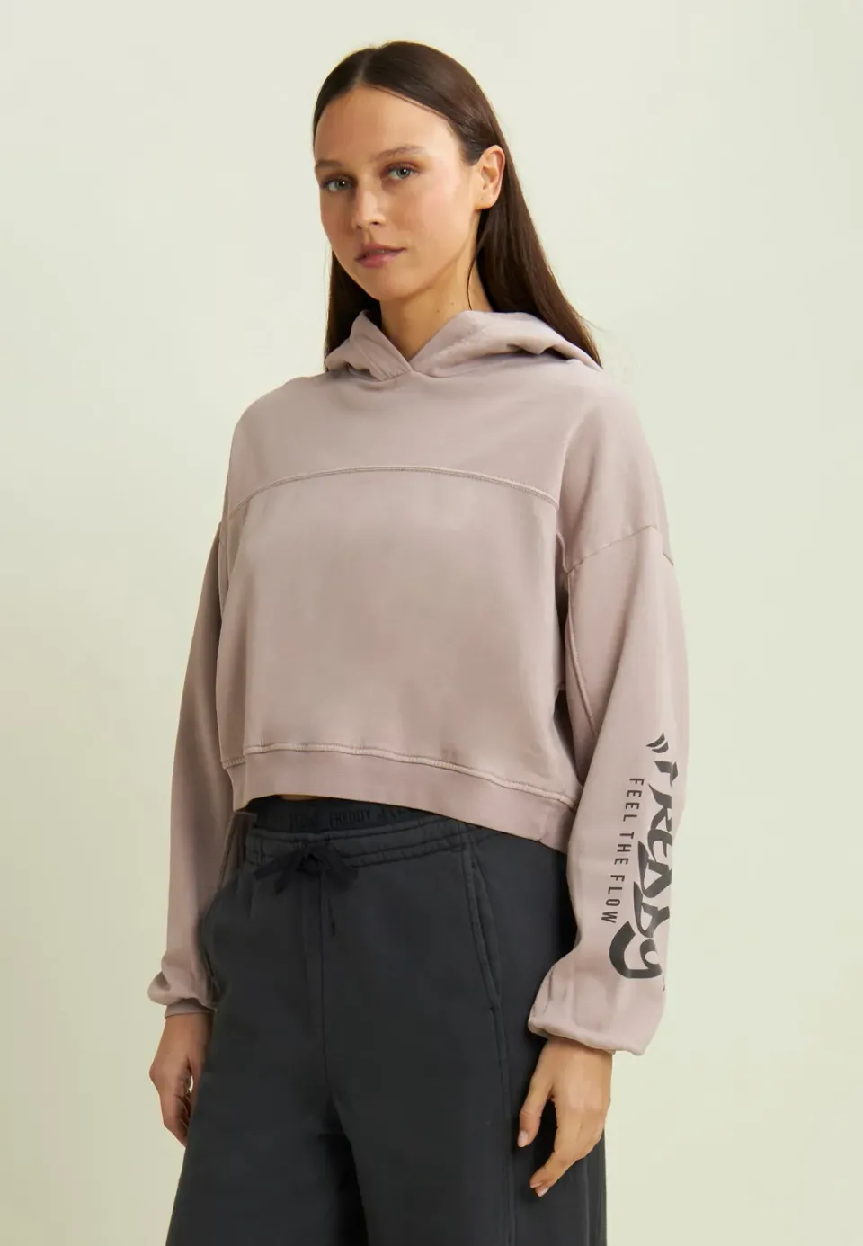 Freddy Cropped Hoodie Street-Art Grau Kapuze Damen
