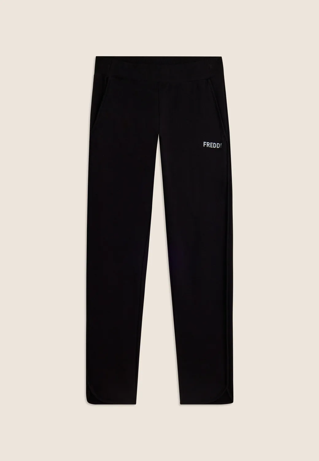 Freddy 7/8 French Terry Hose Damen schwarz runder Saum