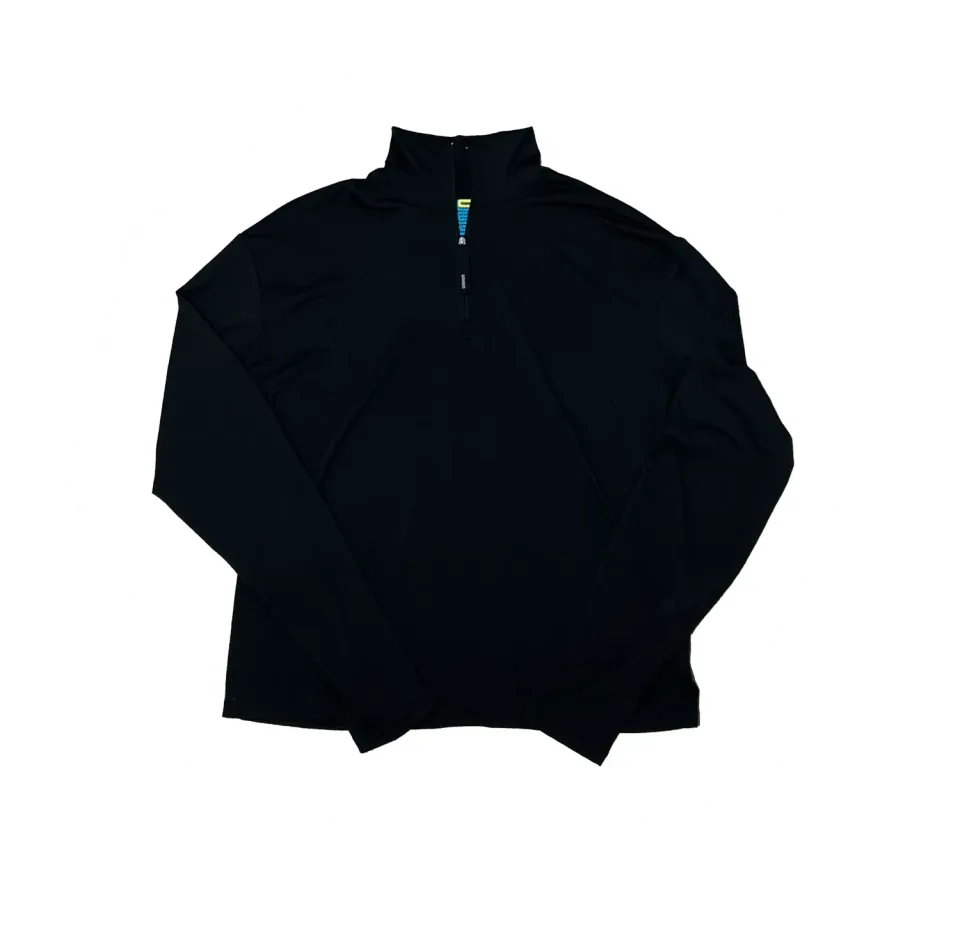 UNNA Zip Up Wool Layer Laufshirt schwarz mit Half-Zip
