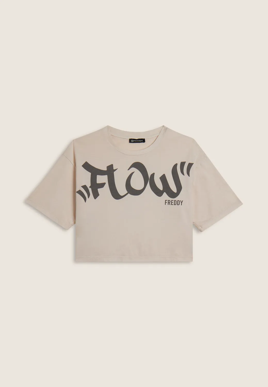 Freddy Flow Cropped T-Shirt Gray Asphalt Print