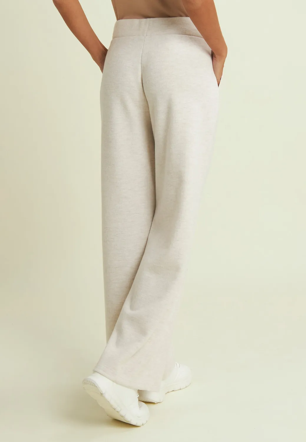 Freddy Hose Wide Leg Damen Grey Melange Tricot-Optik