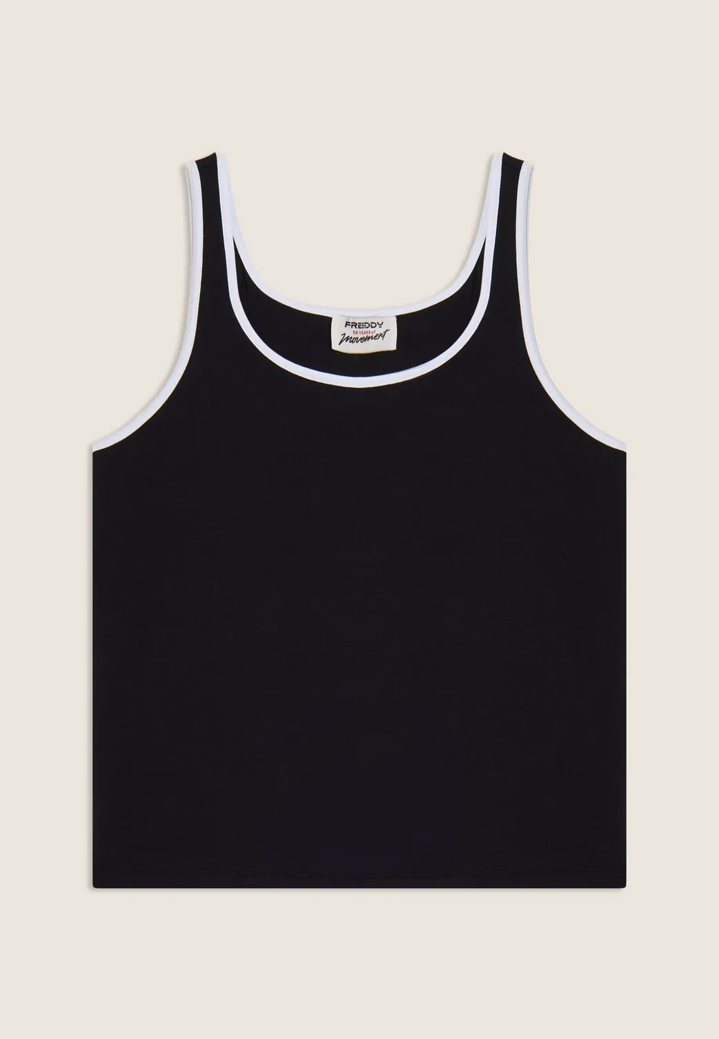 Freddy Tanktop Damen Slim Schwarz-Weiß Baumwolle