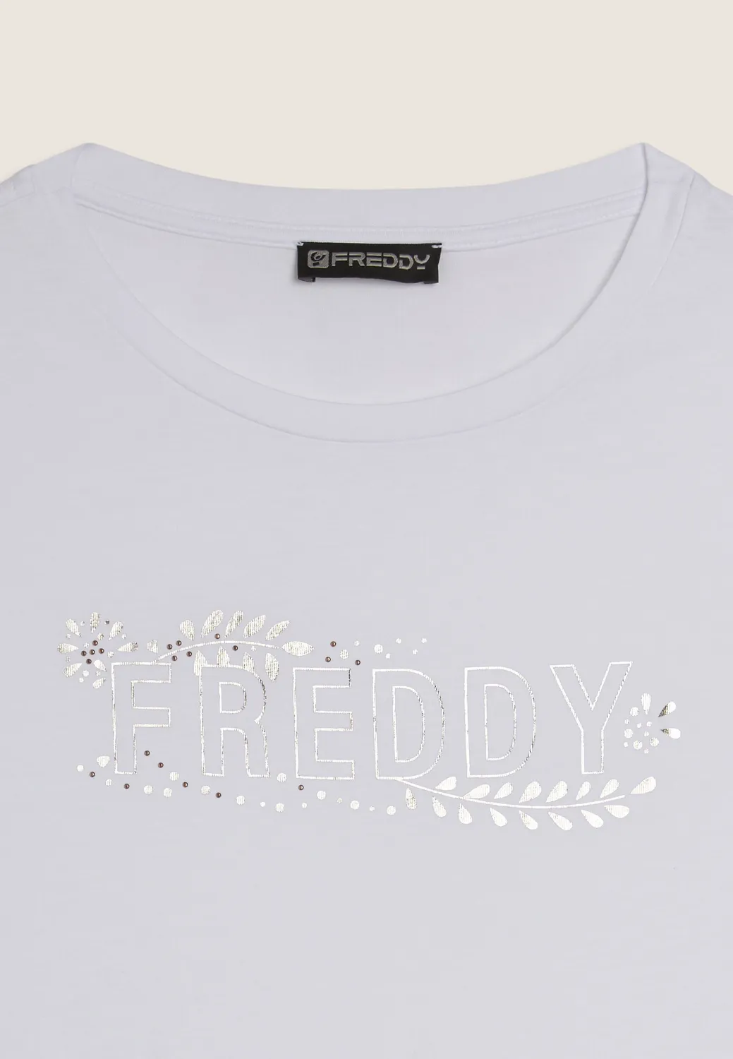 Freddy T-Shirt Blumen Nieten Schwarz Modal